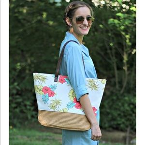 Capelli Straworld canvas floral tote bag